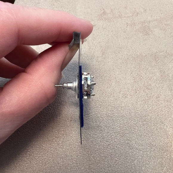 Cubic Zirconia Halo Stud Earrings - Silver Tone NWT - Picture 3 of 4